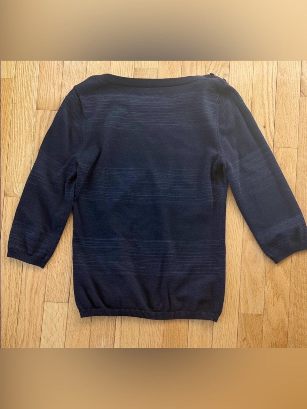 Banana Republic Navy Knit Sweater Petite Small 3/4 Sleeve Classic Work Top - Picture 3 of 6